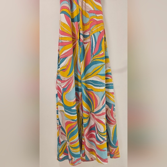 Pinko La Rioja Abito Crepe De Chine Multicolor Halter Maxi Dress Size 38 - Picture 12 of 16